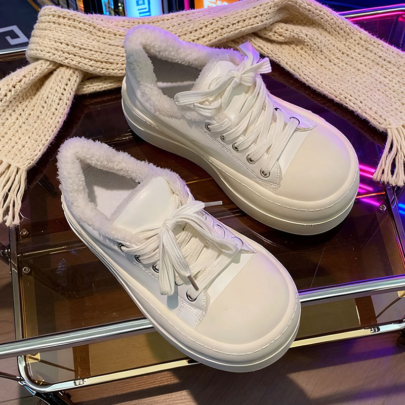 丑萌大头面包鞋女小个子厚底增高百搭休闲运动鞋韩系松糕小白鞋潮