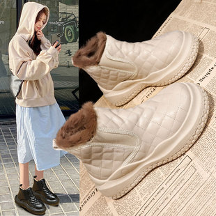 雪地靴女2026新款 加绒加厚马丁靴子短靴女鞋 百搭增高厚底棉鞋 冬季