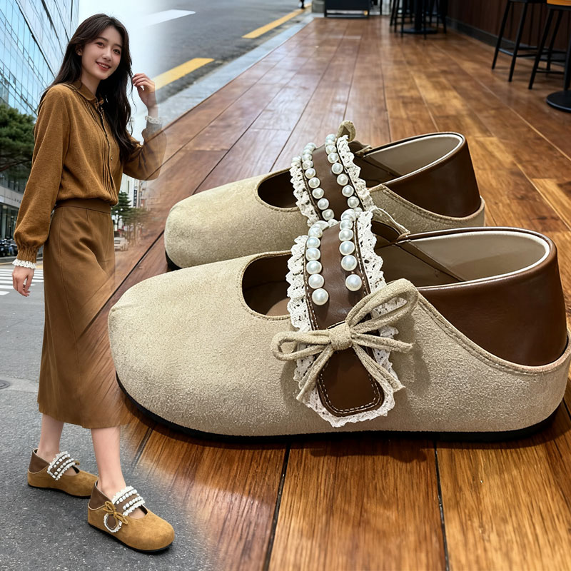 平底单鞋配裙子软皮软底芭蕾风奶奶鞋女韩版新款春秋法式玛丽珍鞋