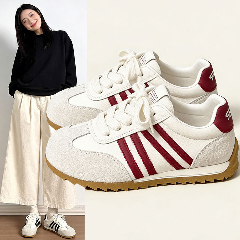 德训鞋女款2026新款爆款百搭小白鞋轻便软底不累脚皮面休闲运动鞋