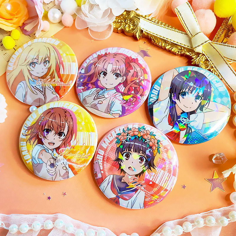 某科学的超电磁炮动漫周边御坂美琴白井黑子镭射徽章吧唧谷子胸针