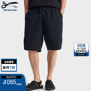 DENHAM男士经典简约修身时尚黑色休闲短裤男款