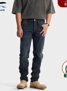DENHAM2025年秋冬男士FREEMOVE高弹修身微锥中腰黑灰牛仔裤RAZOR