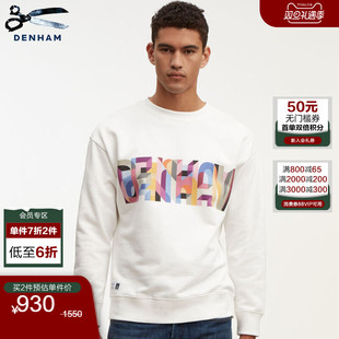 彩色字母印花白色卫衣男 数码 DENHAM艺术家联名款 男女同款