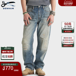 DENHAM2025年ARCHIVE男士 DAGGER 休闲宽松直筒中腰蓝色牛仔裤