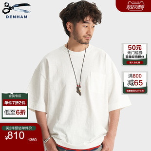 T恤男款 DENHAM25年秋季 复古休闲白色绿色蓝色短袖 男士 阿依努新款
