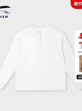 DENHAM2026年春夏季阿依努男士全棉日系草木染宽松长袖T恤 白色