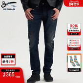 DENHAM25年秋冬男做旧水洗猫须修身 微锥中腰蓝色牛仔裤 RAZOR