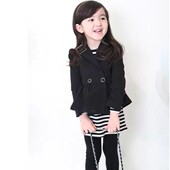 儿童裙摆式 女童小西装 大蝴蝶结外套 全棉上衣 童装 不起毛 新款