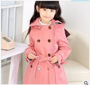 아동복 다용도 단색 중간 길이 봄 가을 새로운 한국 스타일 아동용 더블 브레스트 후드 윈드 브레이커 자켓
