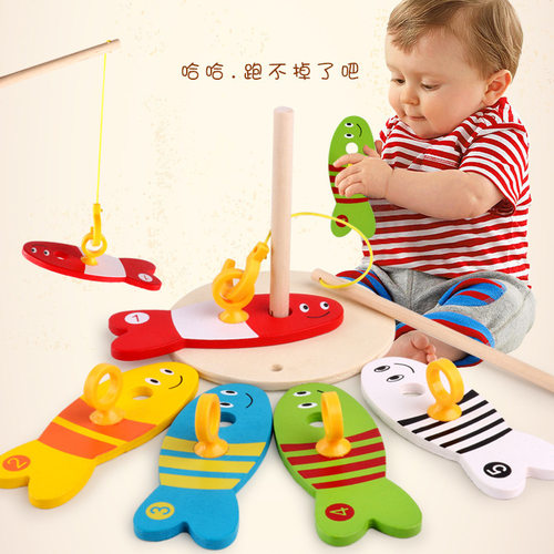 儿童木制数字钓鱼套柱游戏亲子益智早教玩具3-7岁幼儿园用品教具