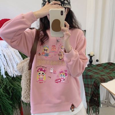 纸袋家卡通假两件重工刺绣卫衣