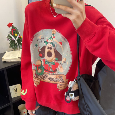 掌门狗印花加厚纯棉毛圈休闲长袖