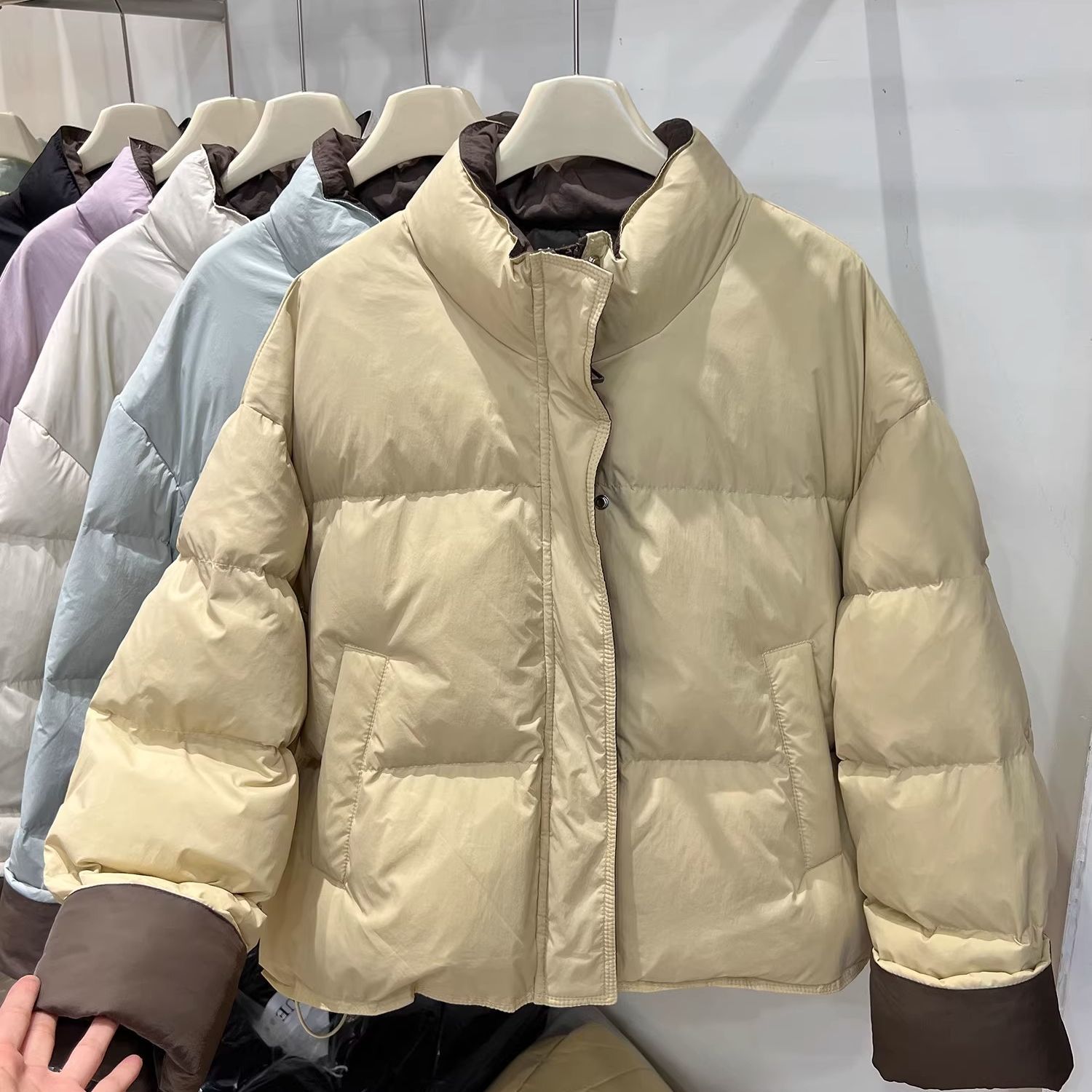 撞色立领棉衣棉服女冬季短款2025年新款爆款小个子加厚时尚外套潮
