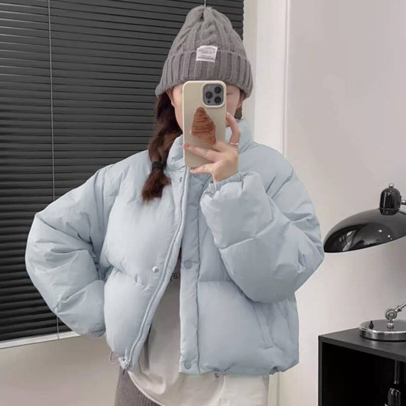 短款棉服女2024年新款宽松立领小个子百搭学院风面包服外套潮