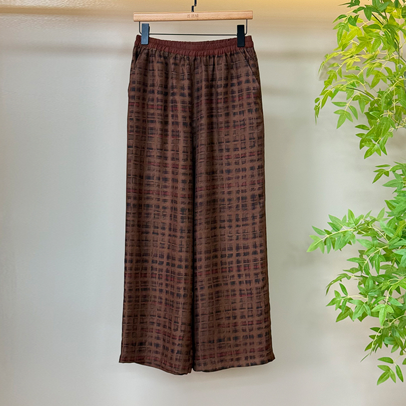 裂帛格子直筒裤新中式国风女装