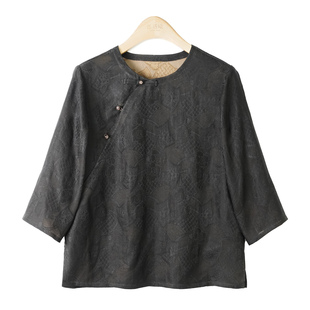 1a909848 国风女装 春浔花信 花罗斜襟上衣新中式