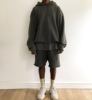 Europe and America Retro Heavy YEEZY SEASON 6 Sweat Kanye shorts Terry Fleece washing Do the old