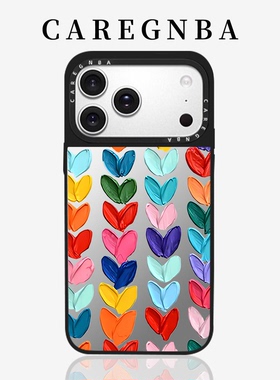 CAREGNBA联名彩色爱心沈梦辰网红同款适用苹果15Promax手机壳iPhone16plus高级13女12超火14pro防摔XR全包11