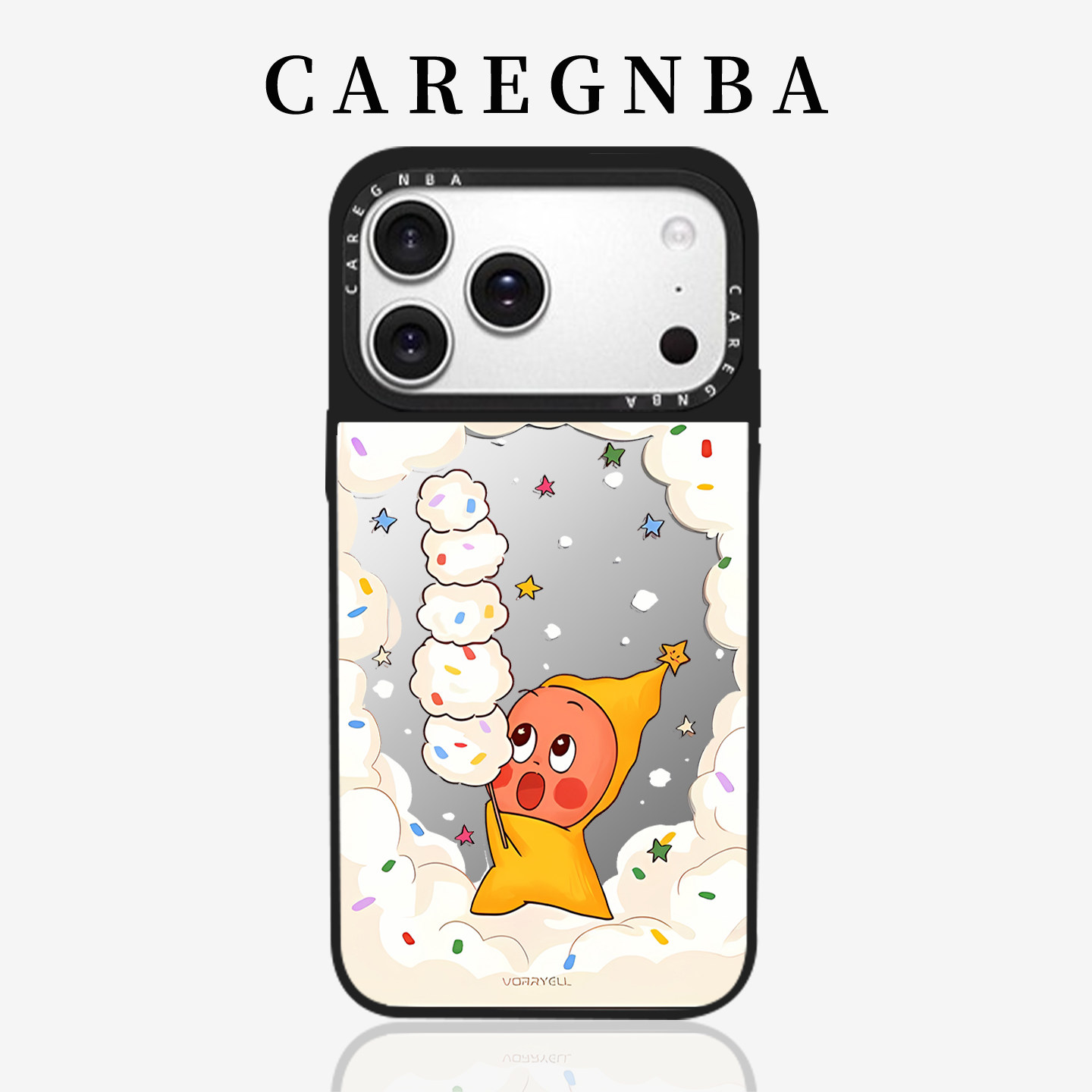 CAREGNBA联名棉花糖星星人适用苹果17ProMax手机壳新款iPhone16pro卡通15plus镜面14防摔13全包ai键12女11XR