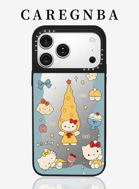 CAREGNBA联名蓝色Kitty猫适用苹果17ProMax手机壳新款iPhone16pro超好看15plus镜面14防摔13高颜值12女11/XR