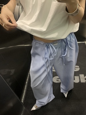 大美休闲低腰系带阔腿小个子