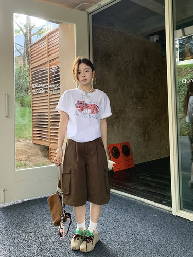 工装风男女同款夏季阔腿七分裤