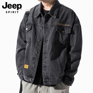 牛仔外套男款春秋季潮牌宽松高街美式翻领工装夹克男宽松潮流百搭