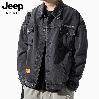 牛仔外套男款春秋季翻领夹克宽松