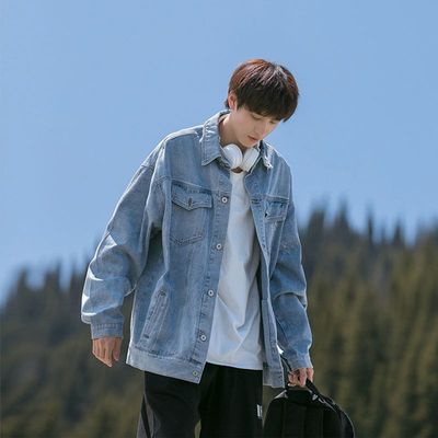 青少年牛仔外套男春秋季宽松褂子