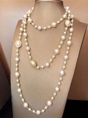 复古多层珍珠项链女小香风颈