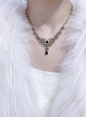 高级感满钻水滴项链轻奢