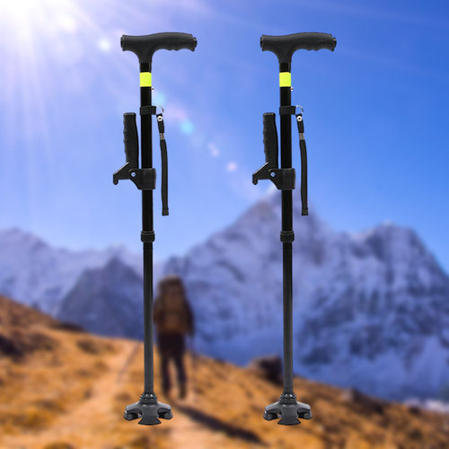 户外反光11档徒步登山杖带灯折叠防滑拐杖老人登山手杖三节调节