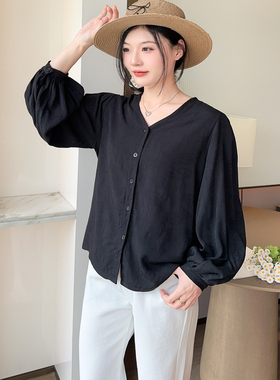 JM.ASYP 2025春秋新款韩范宽松港风V领提花衬衫女设计感小众开衫