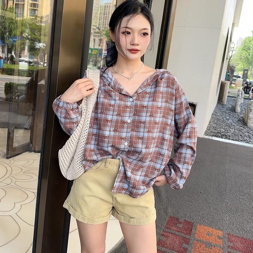 格子衬衫女长袖宽松休闲百搭上衣