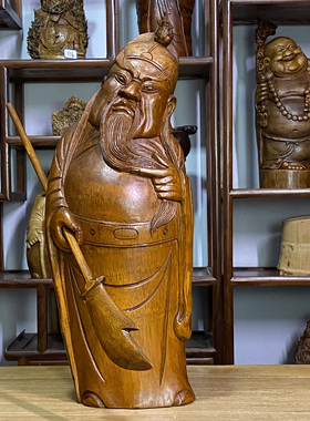 复古摆件竹根雕【关公】 中式装饰 纯手工雕刻收藏品