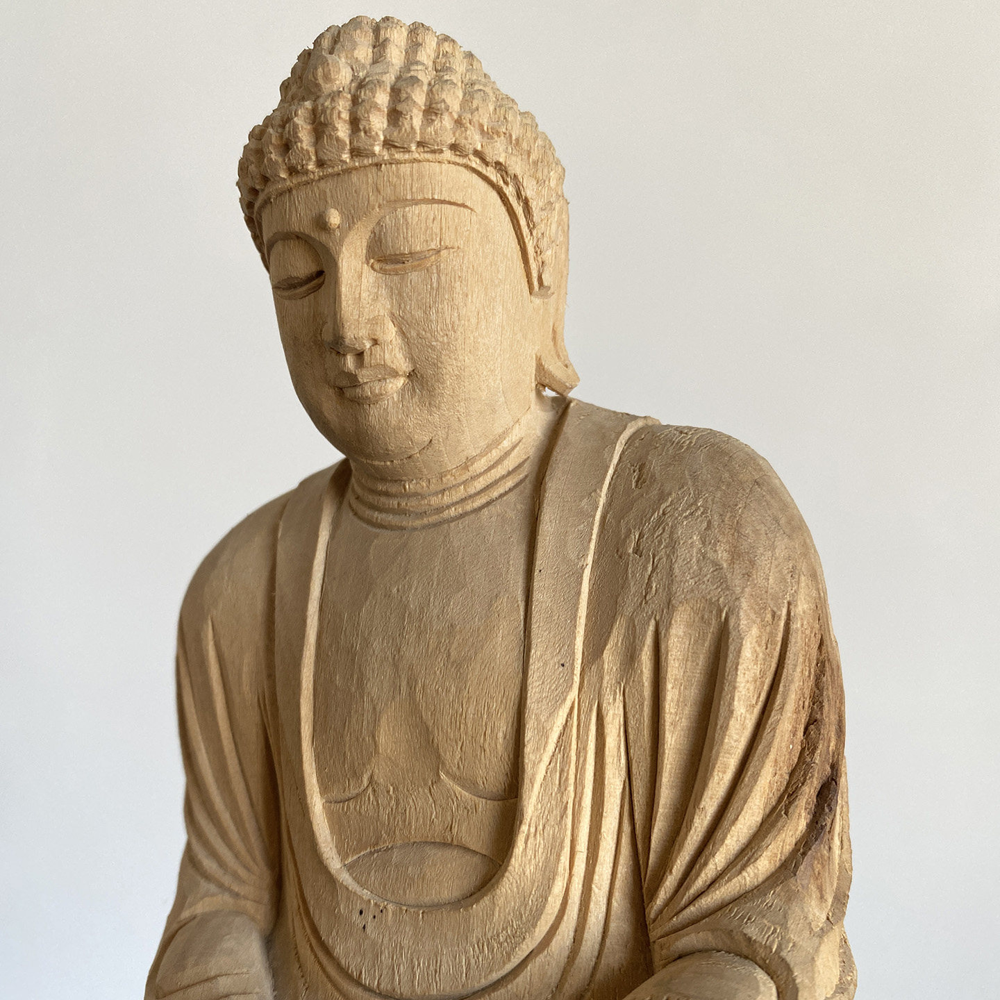 绘木木雕【释迦牟尼佛像】手工清刀雕刻 原木摆件（仅此一尊）