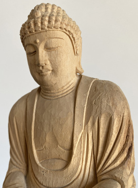 绘木木雕【释迦牟尼佛像】手工清刀雕刻 原木摆件（仅此一尊）
