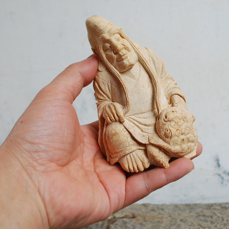 竹根雕金蟾手工把玩件招财开业