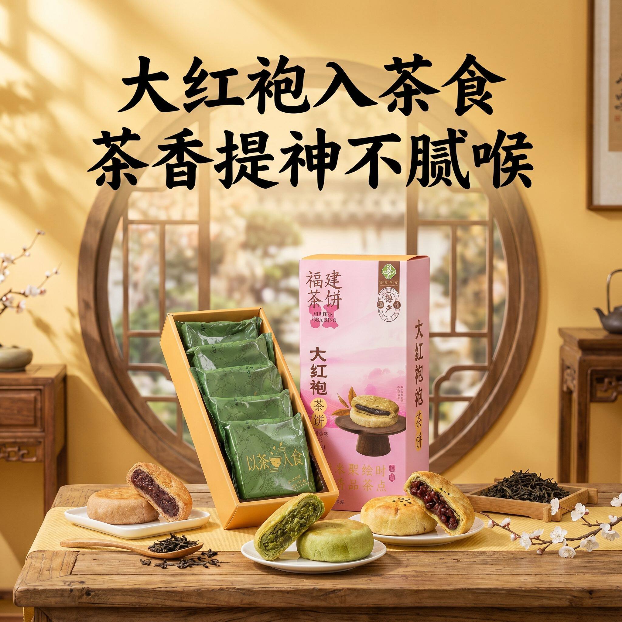 福建特产茶夹心卷 大红袍茉莉花铁观音茶饼茶点茶配解馋小零食