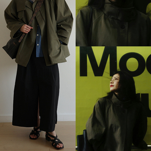 TOPUNA 高圆圆同款军宽松工装外套立领夹克风衣女春秋款巴恩风