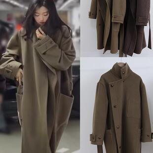 TOPUNA孙千同款周雨彤刘雯秋冬保暖大衣立领大衣男女同款长大衣