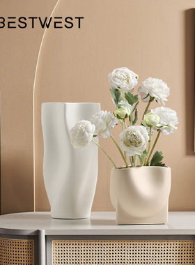 莫兰迪陶瓷花瓶摆件 ins风花插玄关装饰品花器