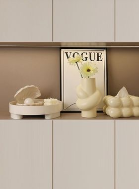 贝汉美创意奶油风玄关收纳装饰品家居客厅现代简约电视柜装饰摆件