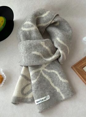 灰色围巾女款2025新款冬季韩系氛围感加厚女生蝴蝶结女士羊毛混纺