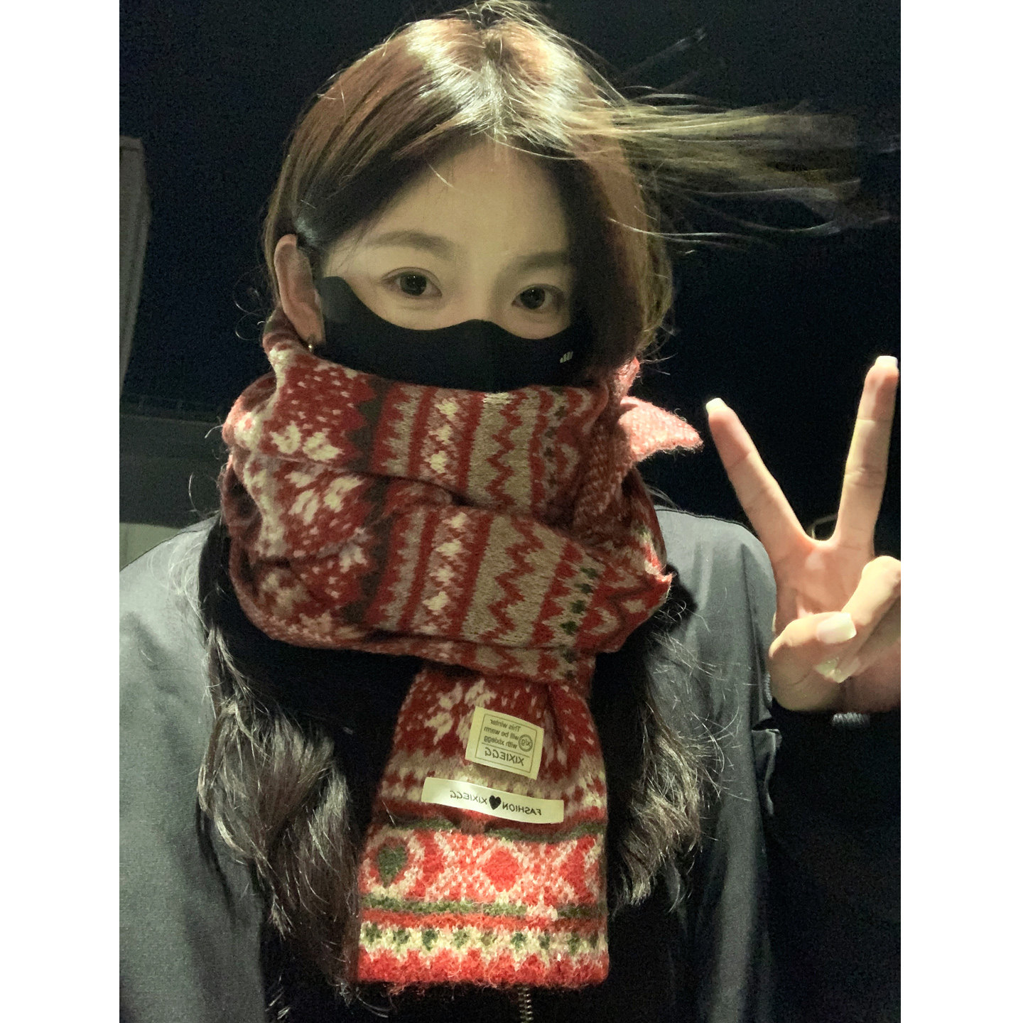 复古费尔岛风提花围巾女款2025新款冬季加厚羊毛混纺学生港风百搭,服饰配件/皮带/帽子/围巾,围巾/丝巾/披肩,淘宝优惠券,粉丝福利购,淘宝优惠卷