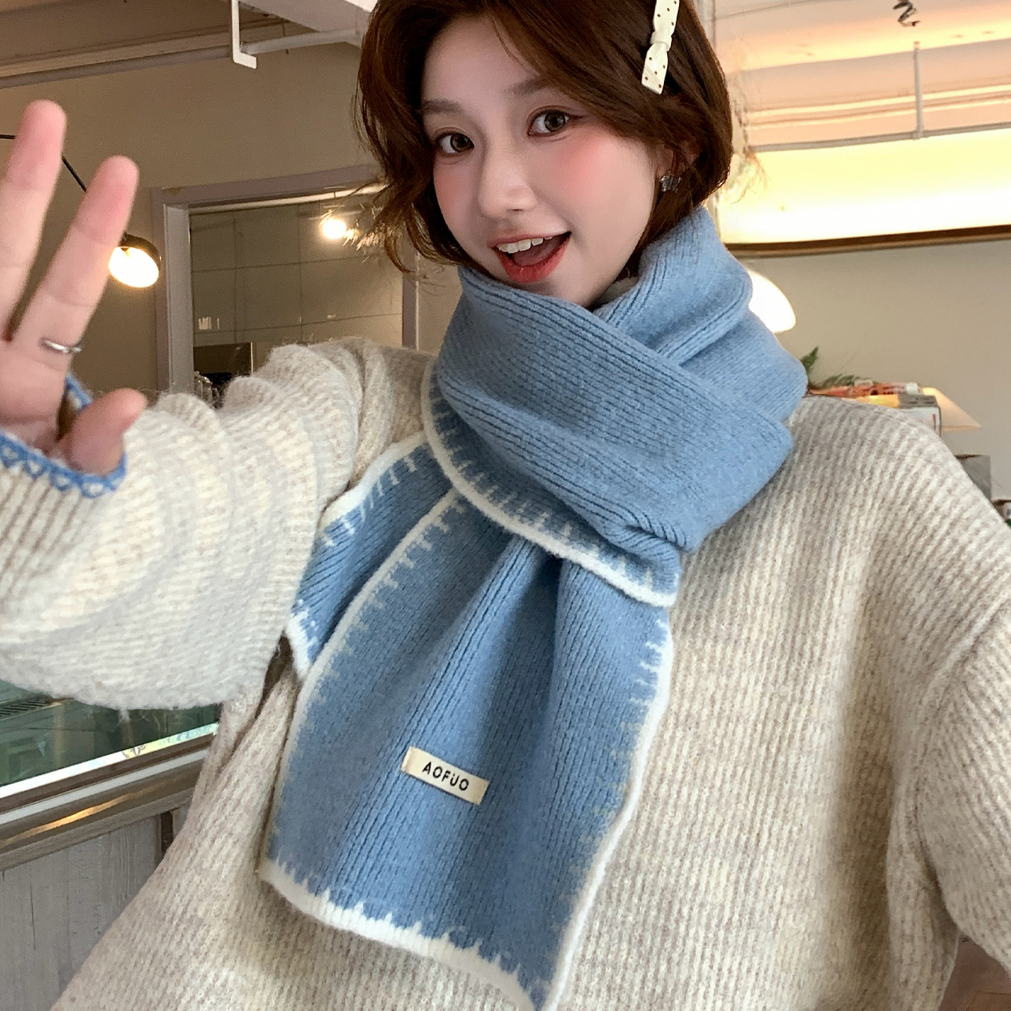 围巾女款2025新款冬季学生高级感