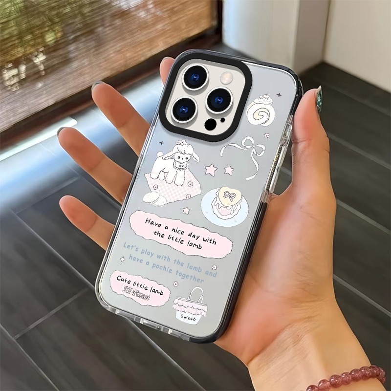 ins风简约可爱聚会小羊适用于iPhone16promax手机壳新款苹果15pro/14pro软壳16plus防摔13高透双层11保护套