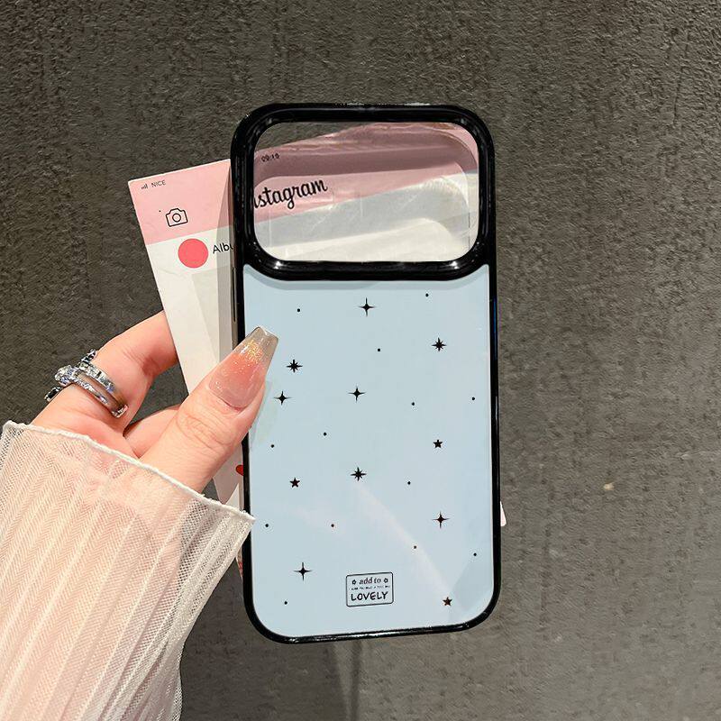 仙女蓝底黑色星星适用iPhone17promax手机壳苹果16pro/15pro新款创意个性14plus/15plus全包13防摔12保护套