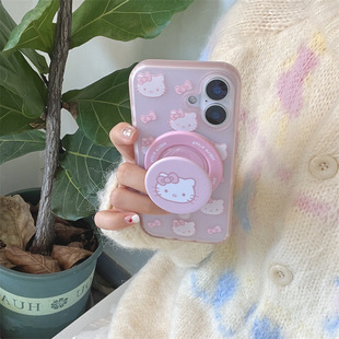 粉色蝴蝶结kt猫咪磁吸磨砂适用于iPhone17/16promax手机壳新款苹果15pro/14硬壳16plus防摔磨砂11pro保护套